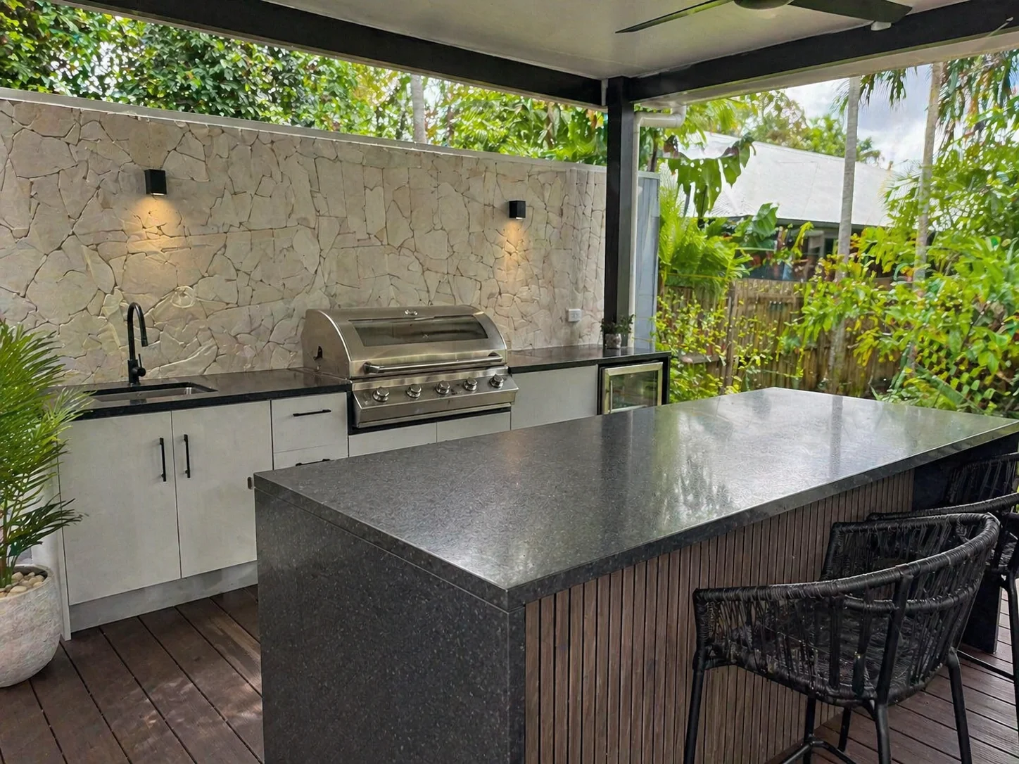 Outdoor BBQ area stone benchtops Townsville
